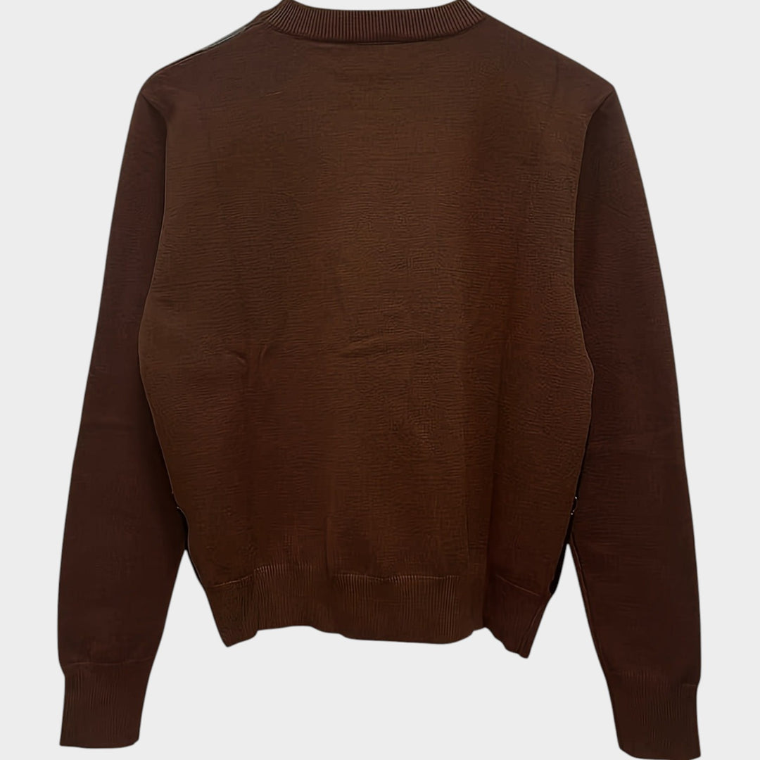 Women’s Knit Sweater Crew Neck Argyle Print  Long Sleeve