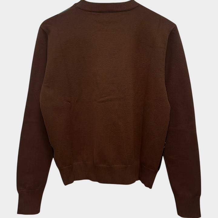 Women’s Knit Sweater Crew Neck Argyle Print  Long Sleeve