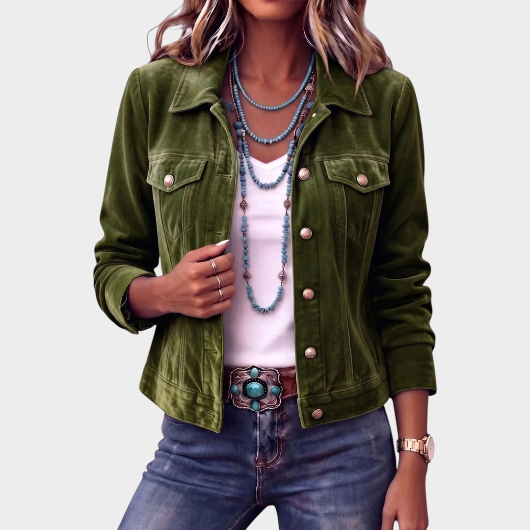 Women’s Vintage Wash Jacket Button Front Casual Style
