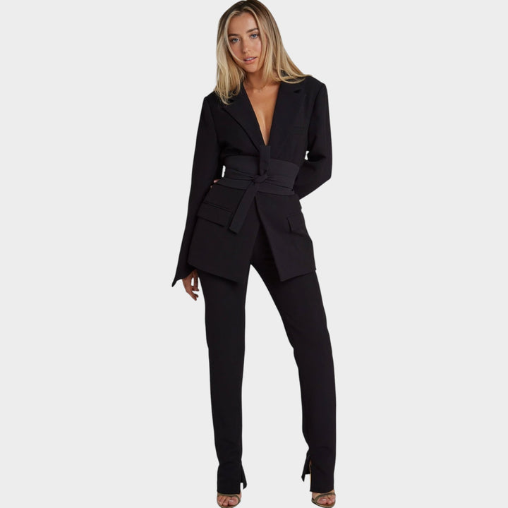 Women’s Blazer Business Tailored Fit Belted Waist