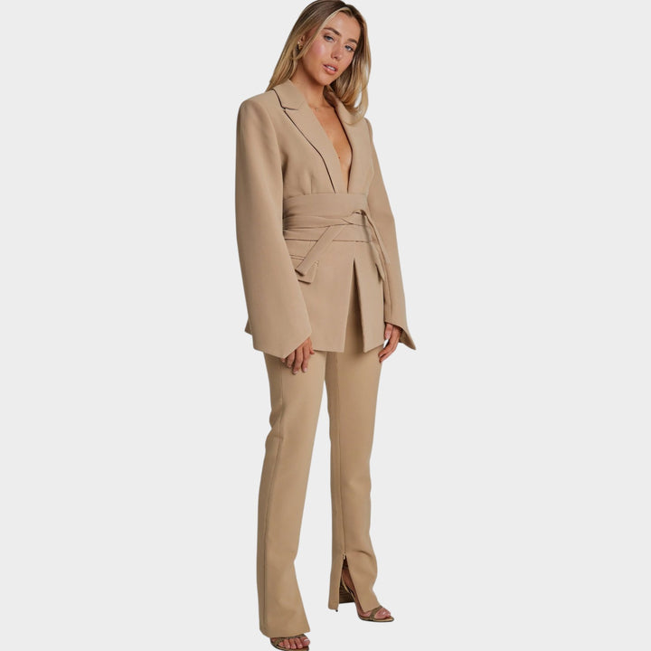 Women’s Blazer Business Tailored Fit Belted Waist