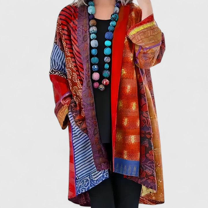 Women’s Knit Cardigan Open Front Vintage Print