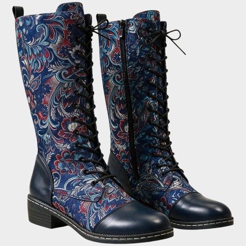 Women’s Knee High Floral Boots Printed Pattern Casual Style