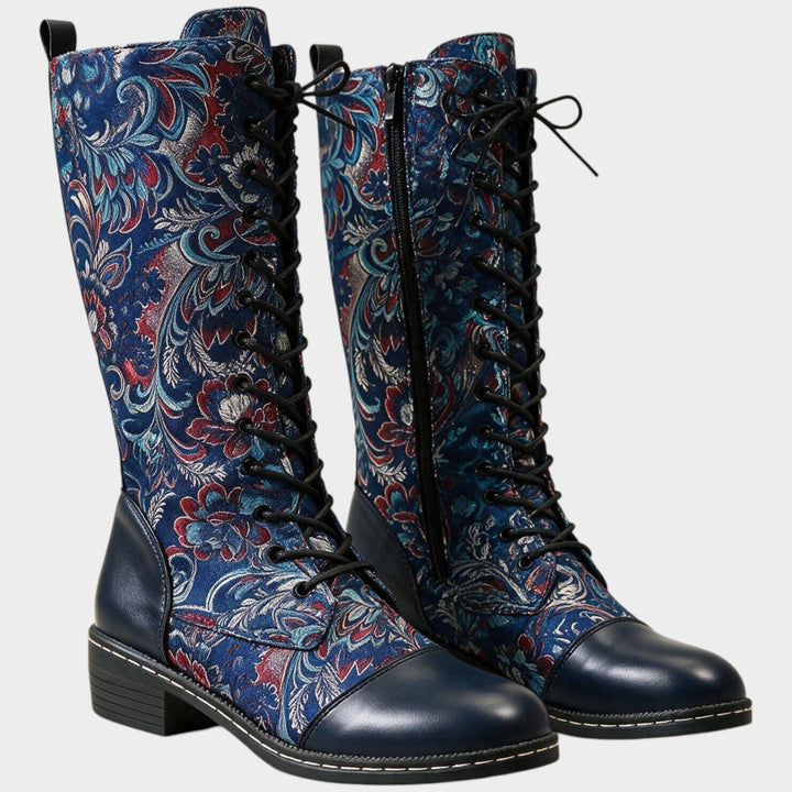 Women’s Knee High Floral Boots Printed Pattern Casual Style