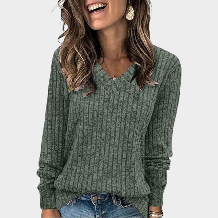 Women’s V Neck Sweater Long Sleeve Pullover