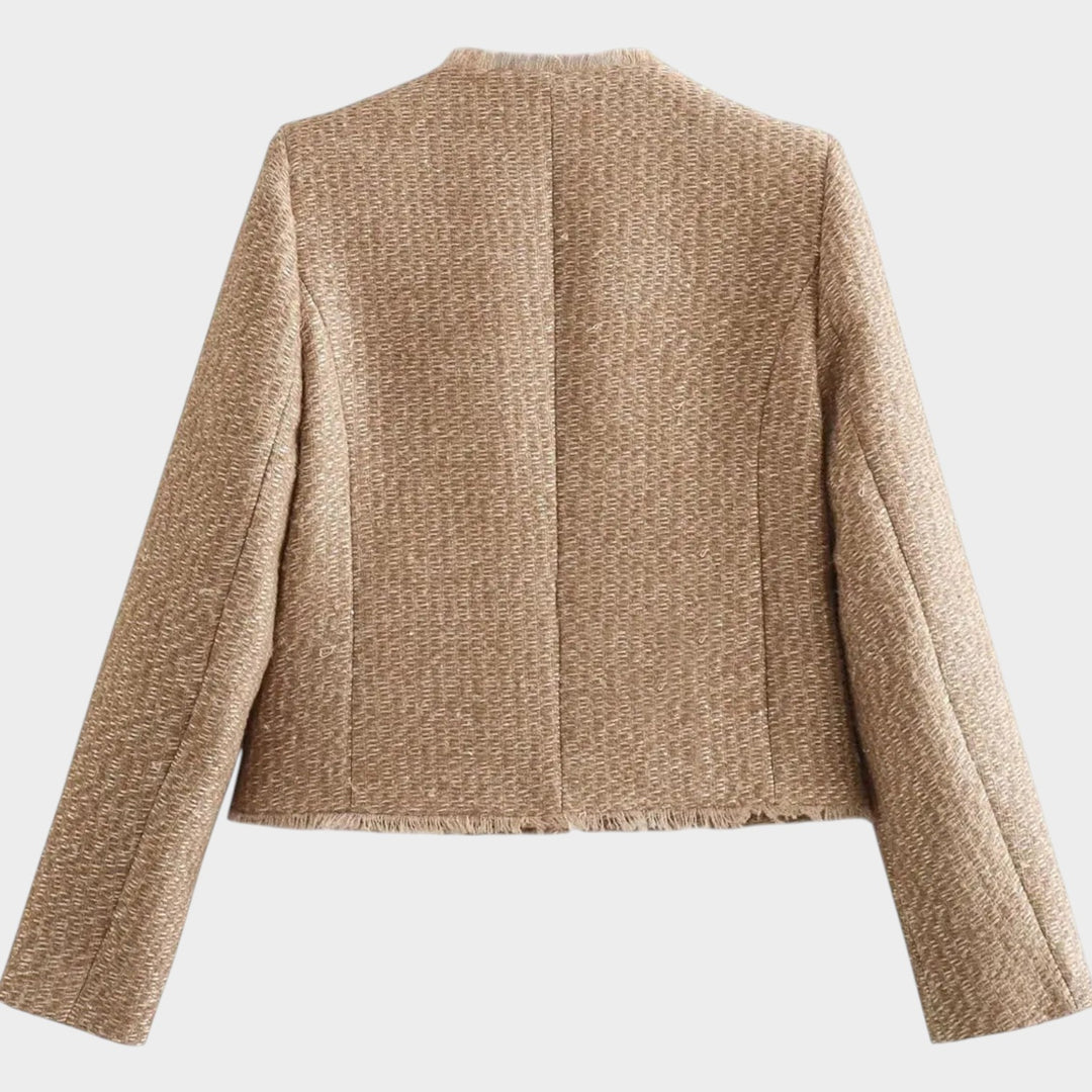 Women’s Blazer Casual Tweed Button Front Pocket Detail