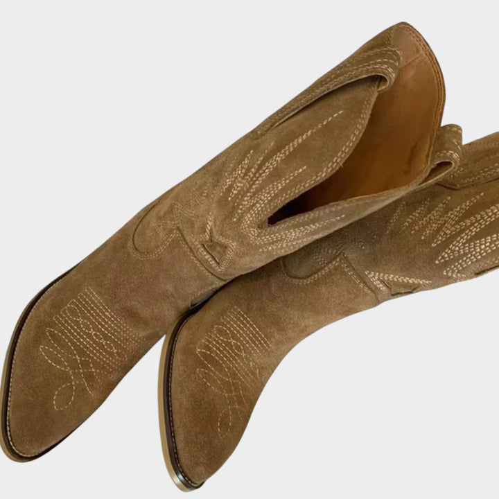 Suede Cowboy Ankle Boots
