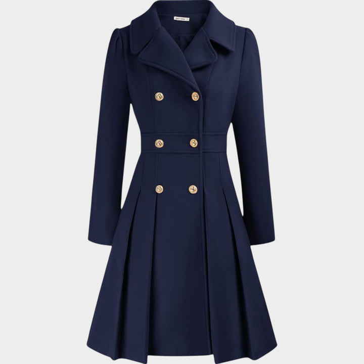 Classy Double Button Long Sleeve Wool Coat