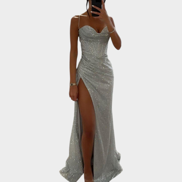 Floral Slim Fit Satin Maxi Dress