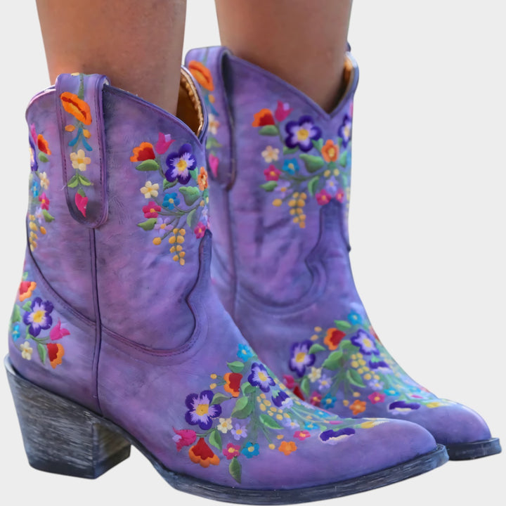 Floral Cowboy Ankle Boots