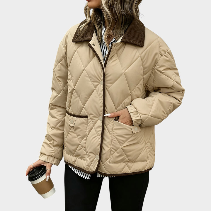 Women’s Quilted Jacket Casual Corduroy Collar Pockets