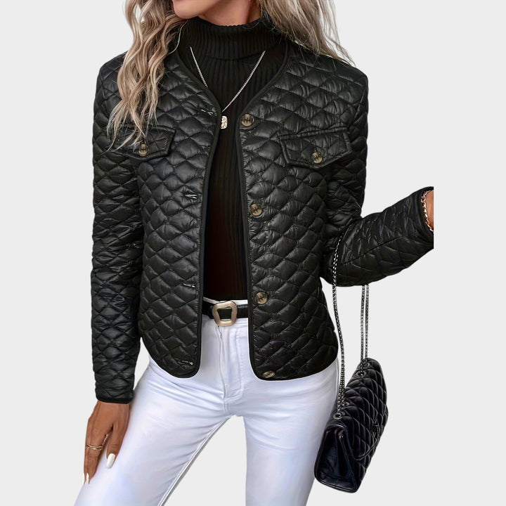 Women’s Quilted Jacket Casual Button Front Pocket
