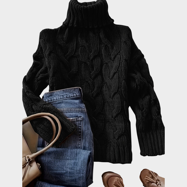 Women’s Cable Knit Sweater Turtleneck Chunky Long Sleeve