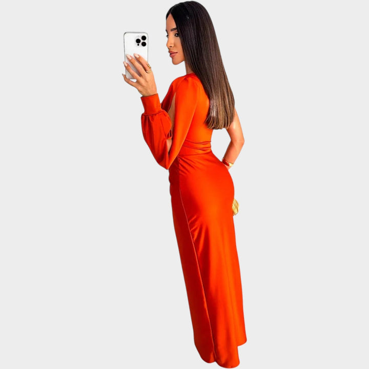 Formal Draped One Shoulder Maxi Dress