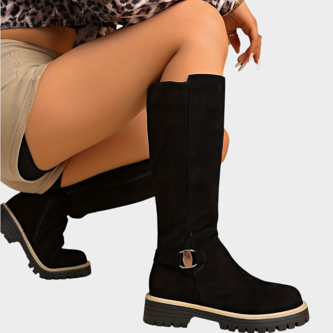 Women’s Over The Knee Boots Round Toe Thick Sole Side Zip