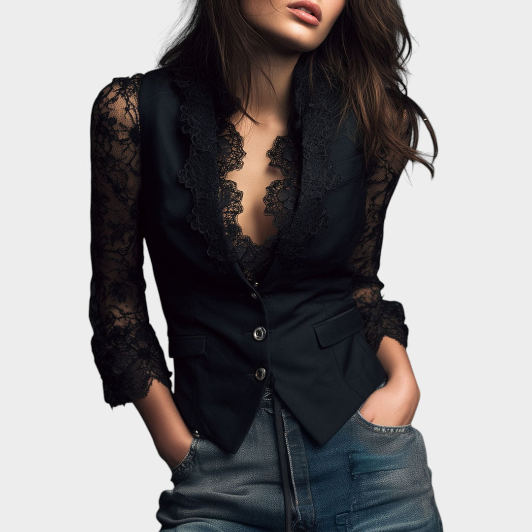 Women’s Tailored Blazer Sheer Long Sleeves