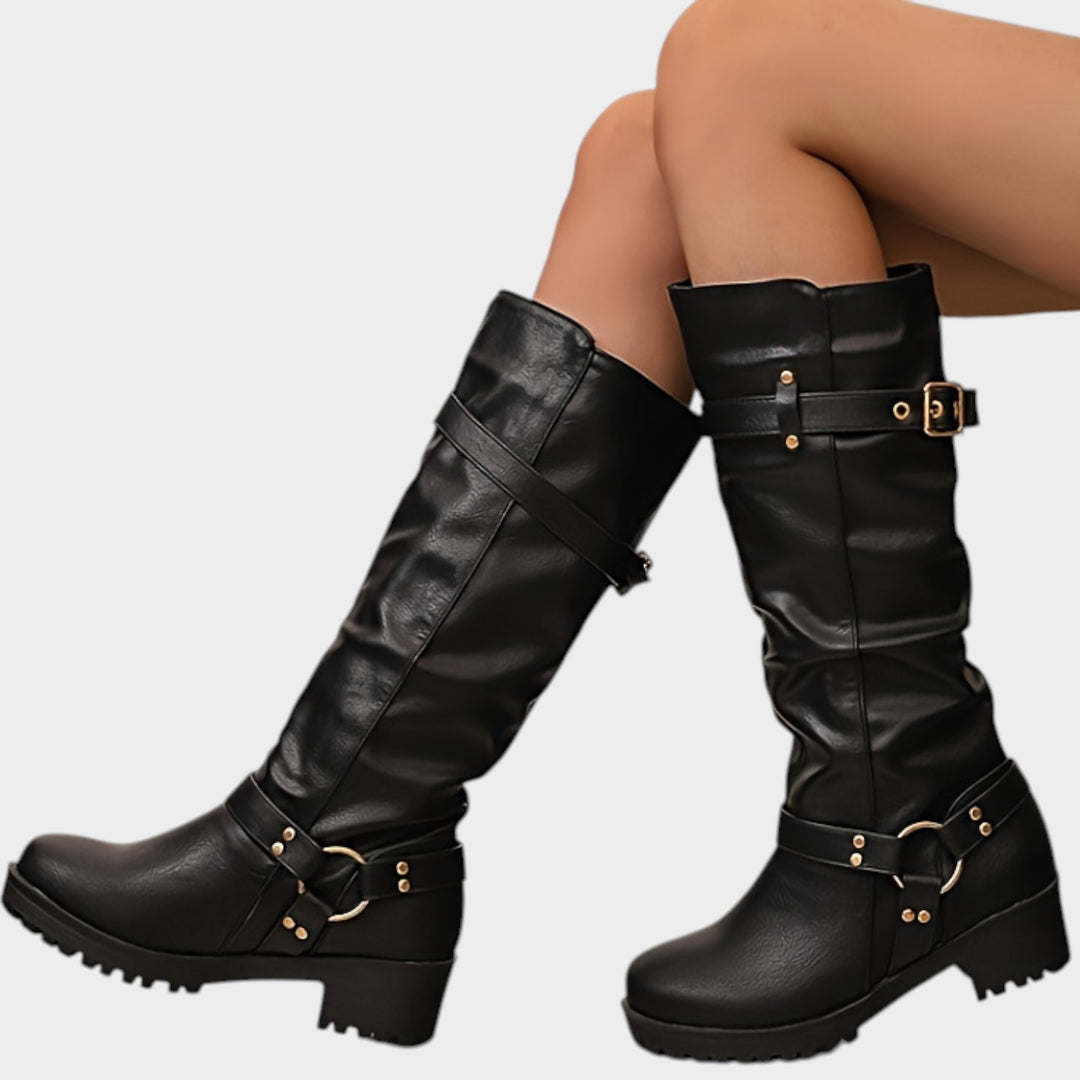 Women’s Knee High Slouch Boots Classic Style Wide Fit