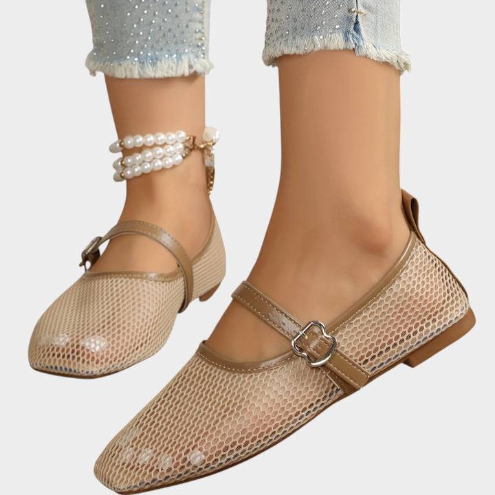Women’s Mesh Ballet Flats Casual Buckle Strap