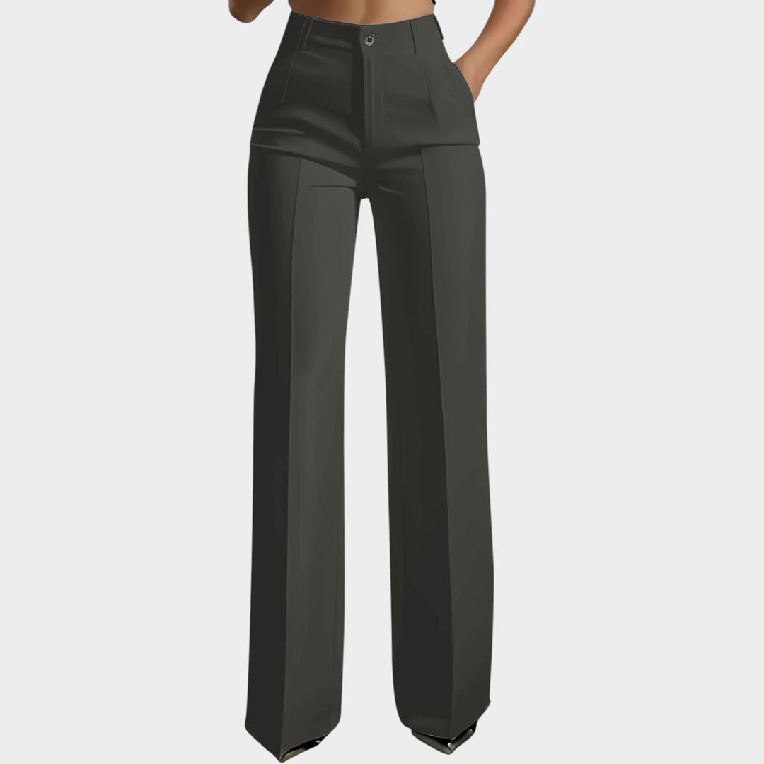 Women’s High-Waist Pants Elastic Waist Casual Trousers