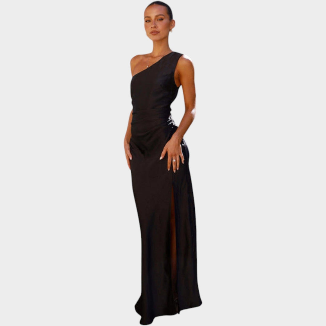 Formal Side Split Ruched Maxi Dress