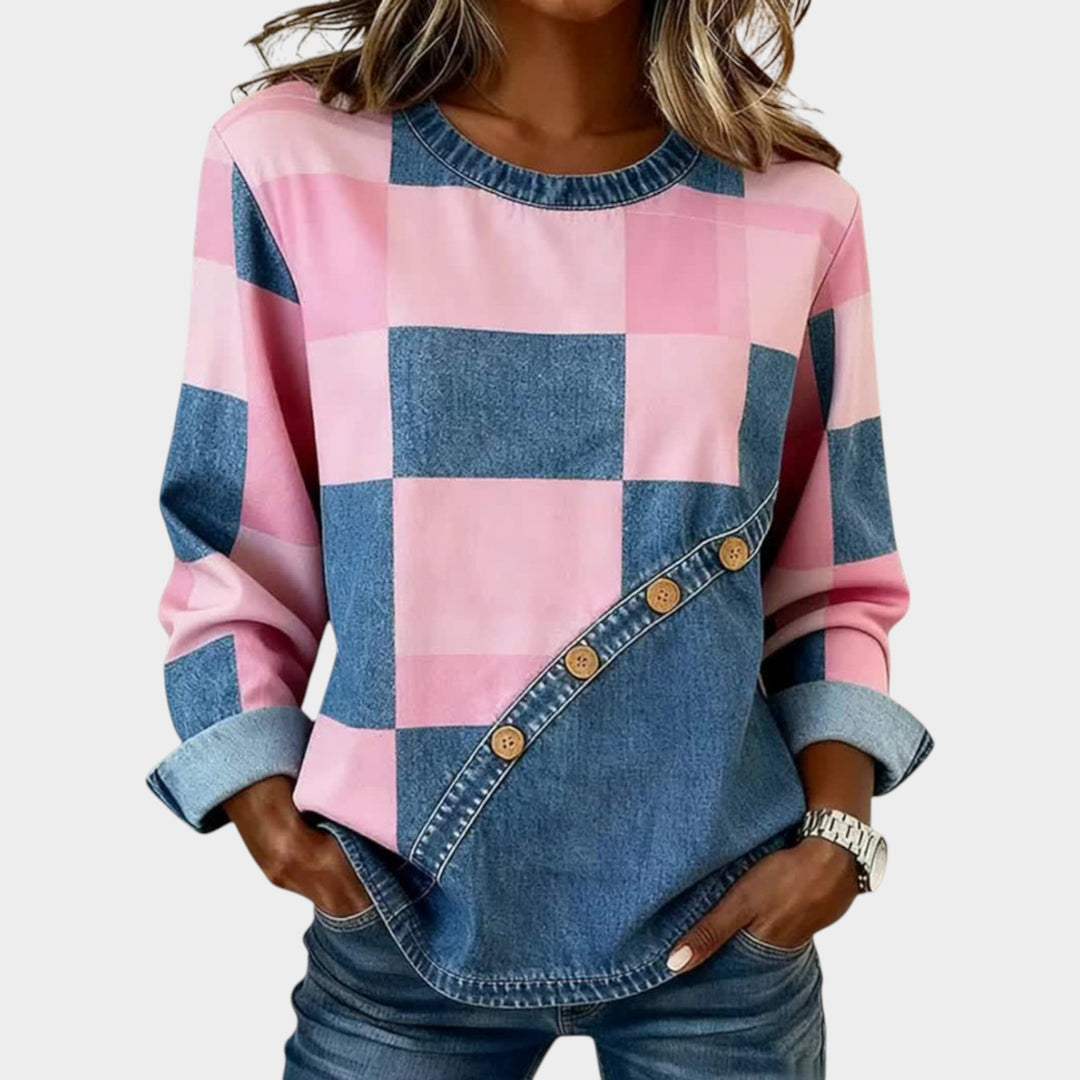 Women’s Patchwork Sweatshirt Abstract Art Print