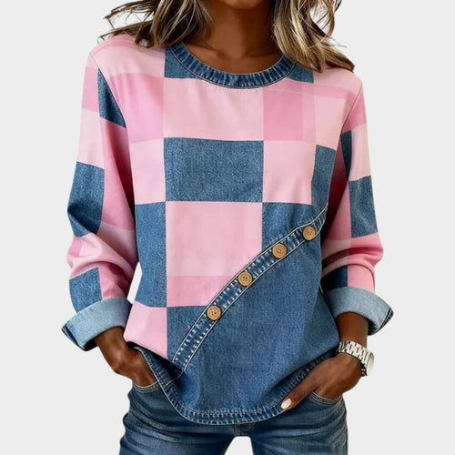 Women’s Patchwork Sweatshirt Abstract Art Print