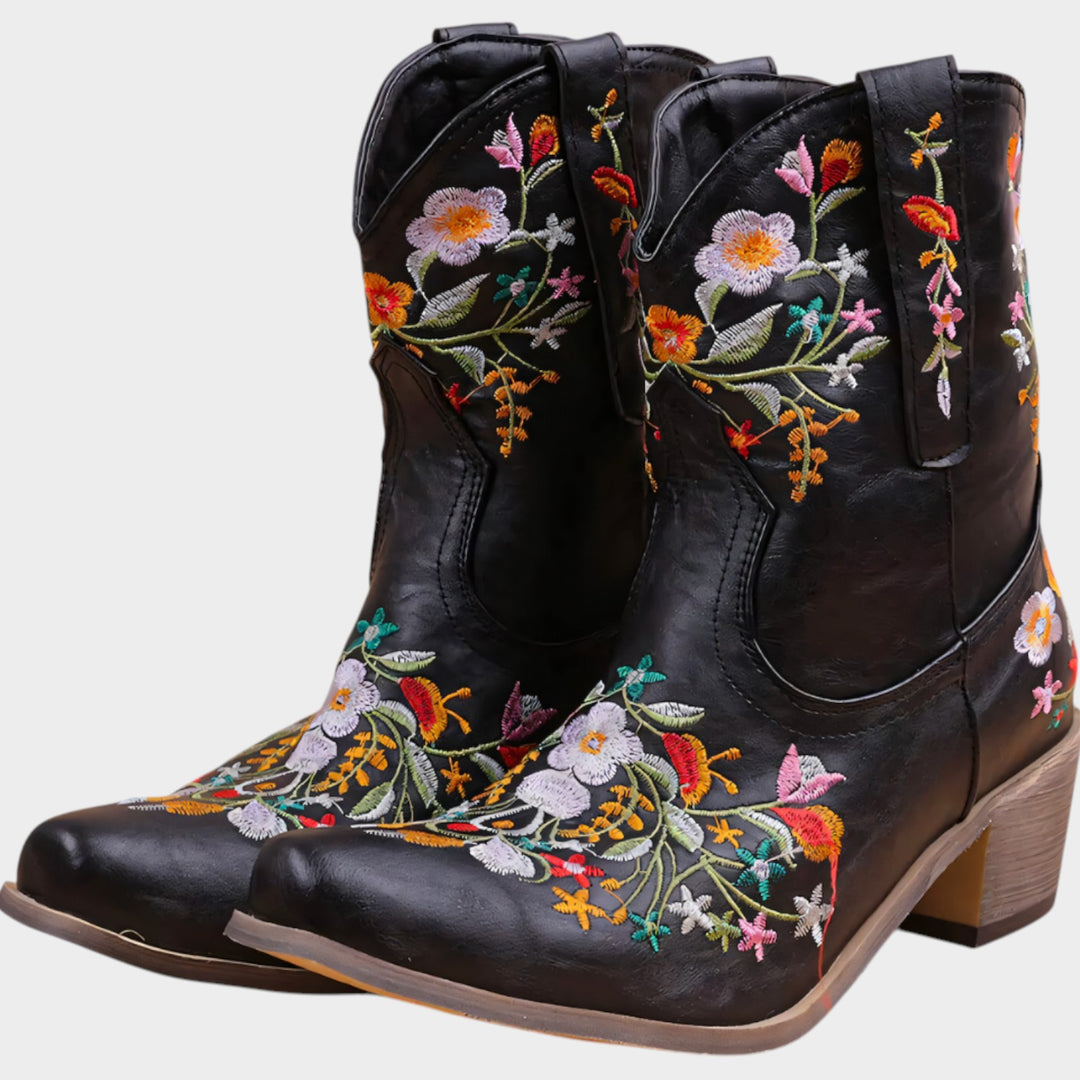 Floral Cowboy Ankle Boots