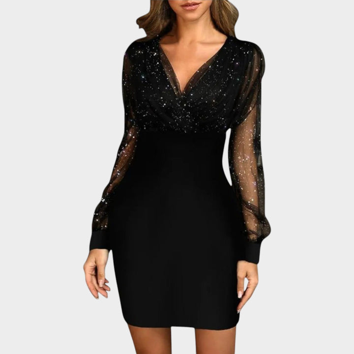 Cocktail Mesh Sleeve Mini Dress