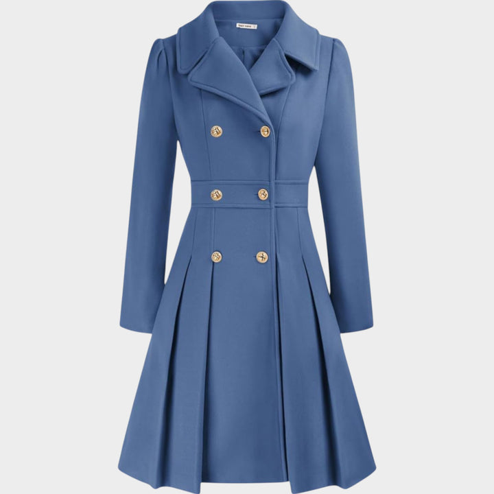 Classy Double Button Long Sleeve Wool Coat