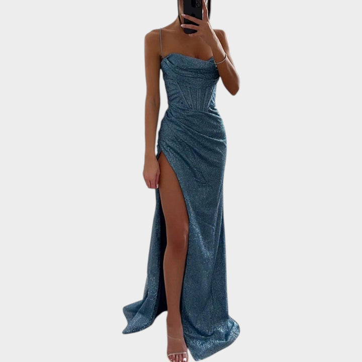 Floral Slim Fit Satin Maxi Dress