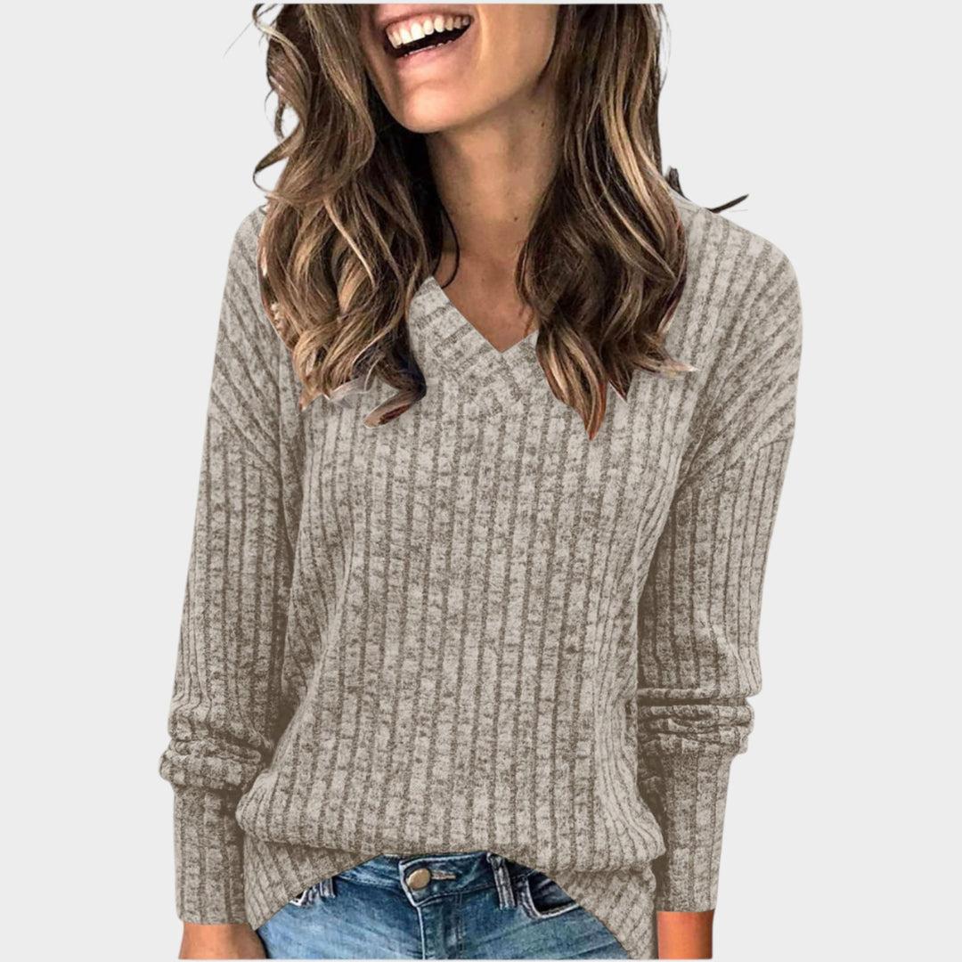 Women’s V Neck Sweater Long Sleeve Pullover