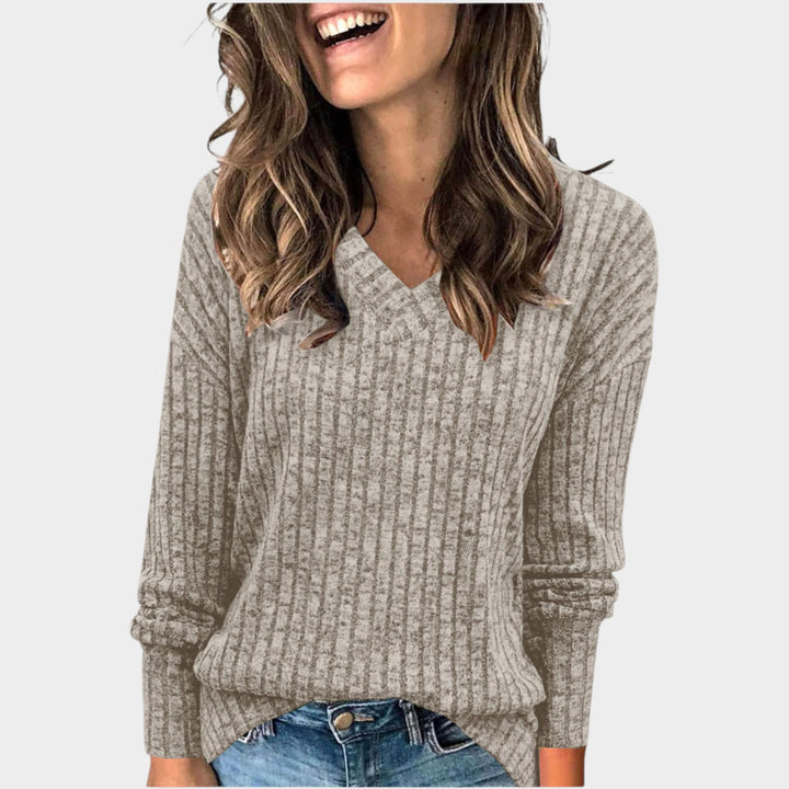 Women’s V Neck Sweater Long Sleeve Pullover