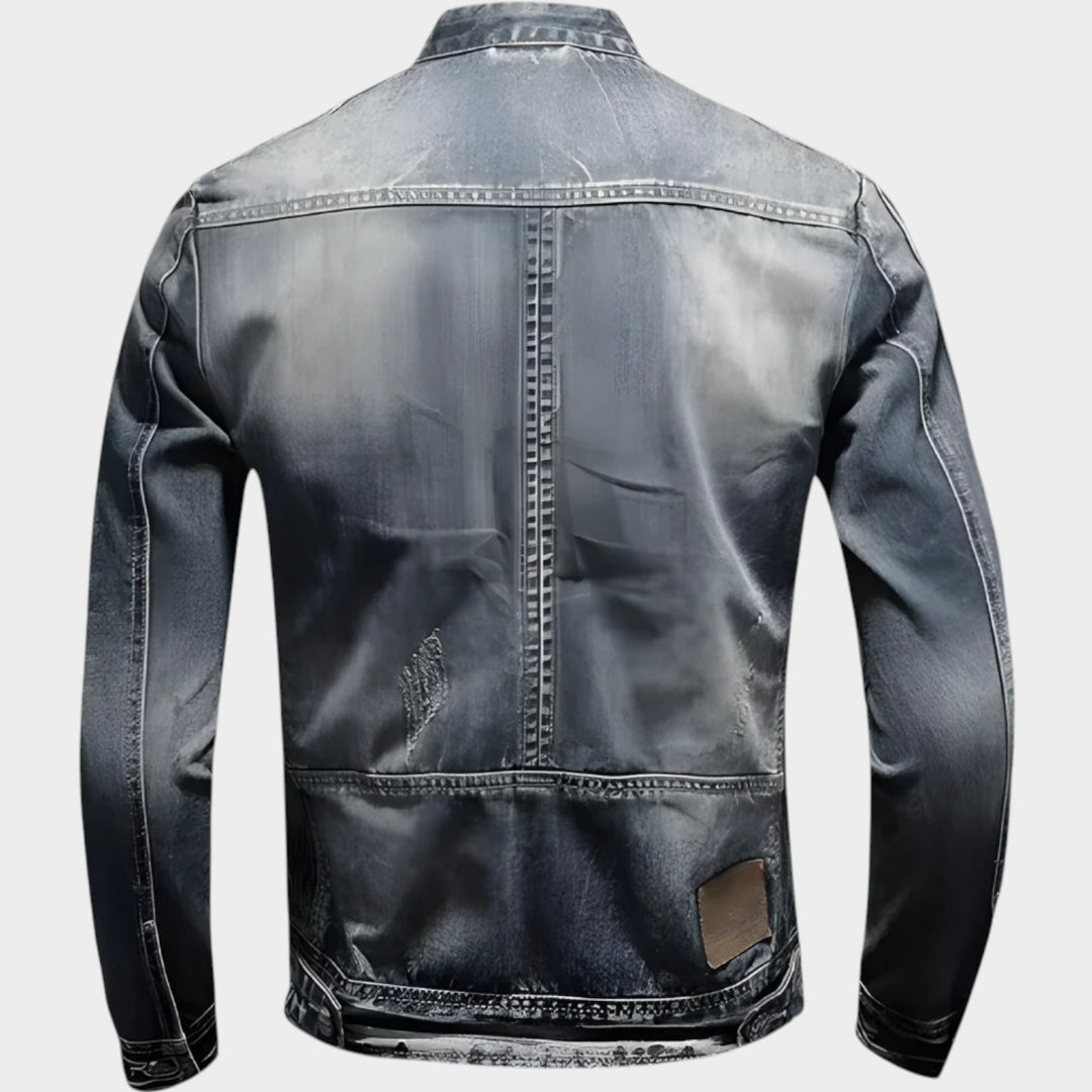 Vintage Stand Collar | Zip-Up Denim Jacket