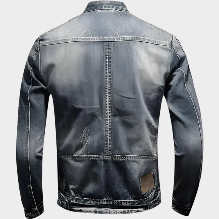 Vintage Stand Collar | Zip-Up Denim Jacket