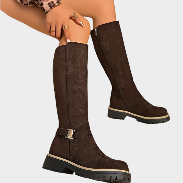 Women’s Over The Knee Boots Round Toe Thick Sole Side Zip