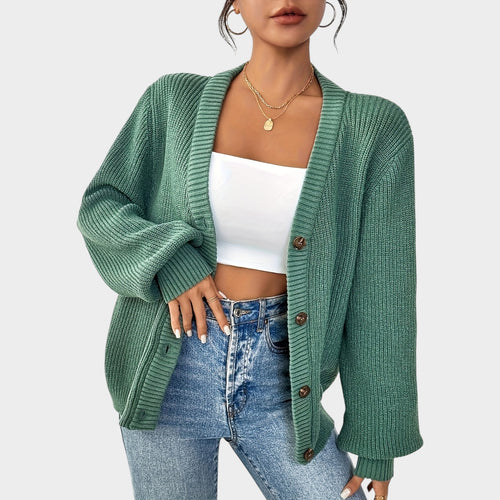 Women's Knit Cardigan V Neck Button Front Effortless Style