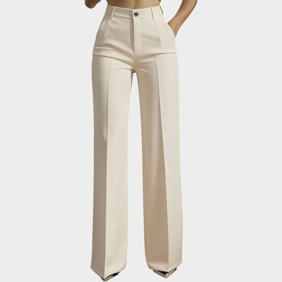 Women’s High-Waist Pants Elastic Waist Casual Trousers