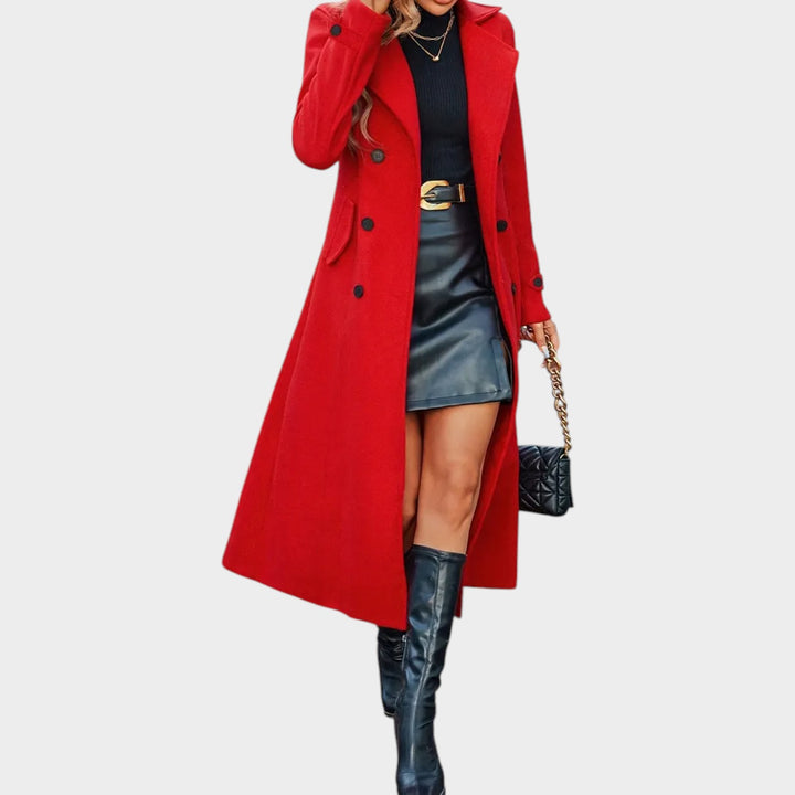 Women’s Double Breasted Coat Notched Lapel Collar