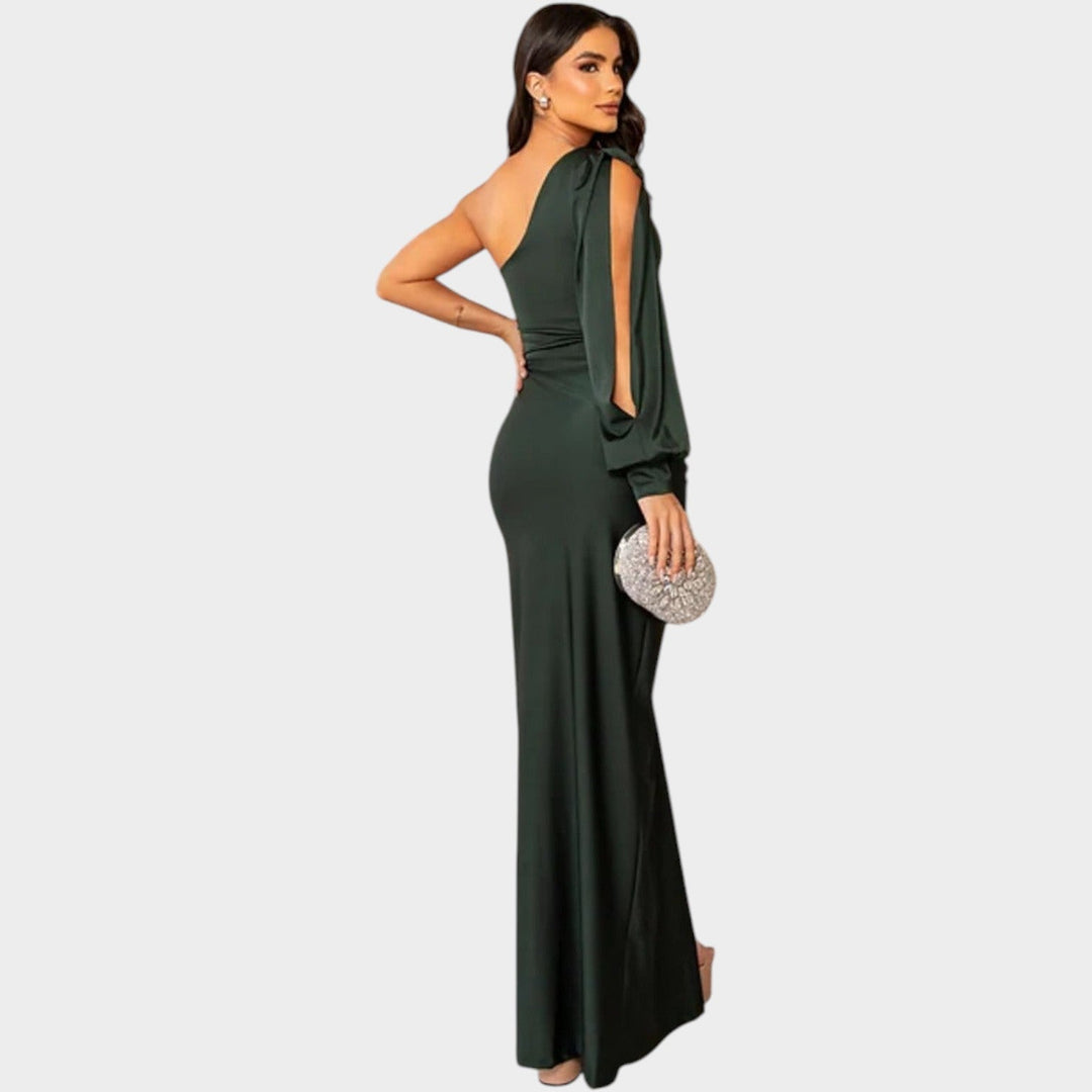 Formal Draped One Shoulder Maxi Dress