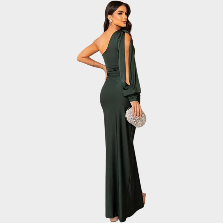 Formal Draped One Shoulder Maxi Dress