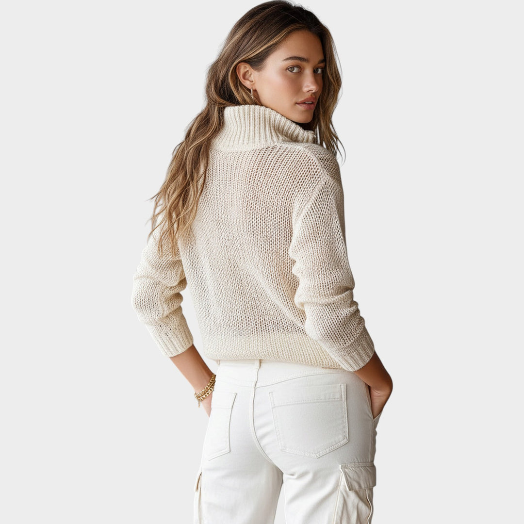 Women’s Quarter Zip Knit Sweater Long Sleeve