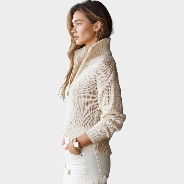 Women’s Quarter Zip Knit Sweater Long Sleeve