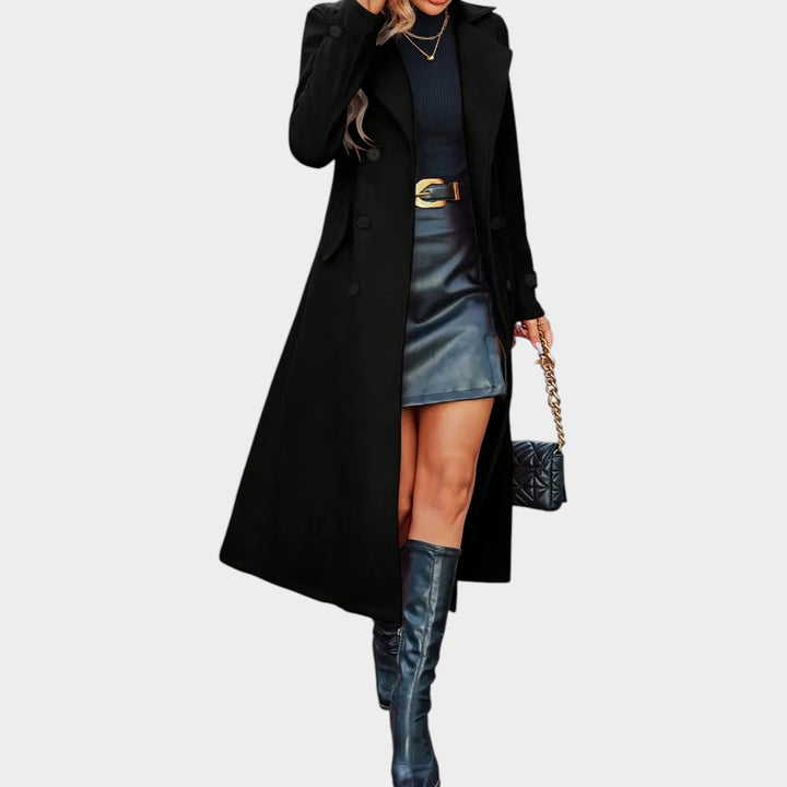 Women’s Double Breasted Coat Notched Lapel Collar
