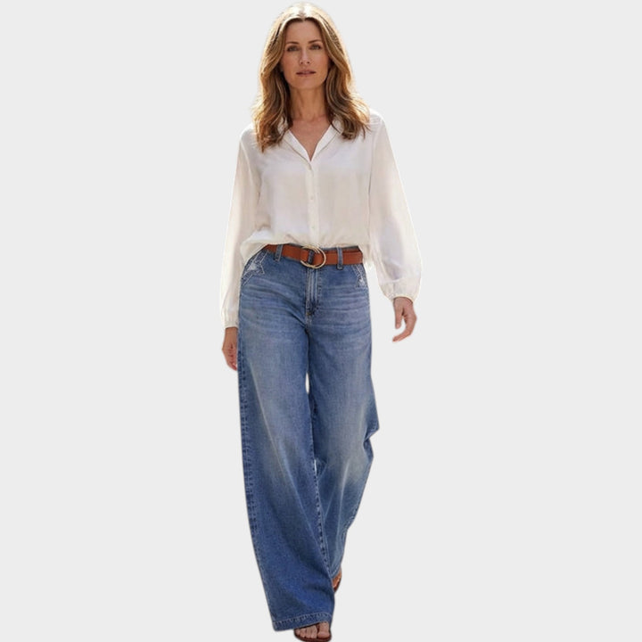 Women’s Wide Leg Jeans High Waist Retro Denim