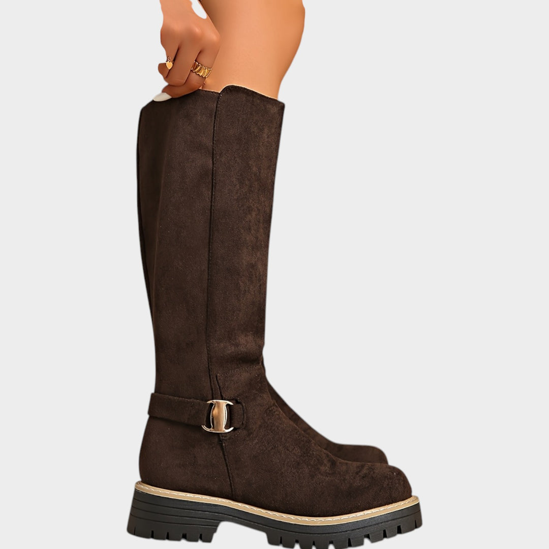 Women’s Over The Knee Boots Round Toe Thick Sole Side Zip