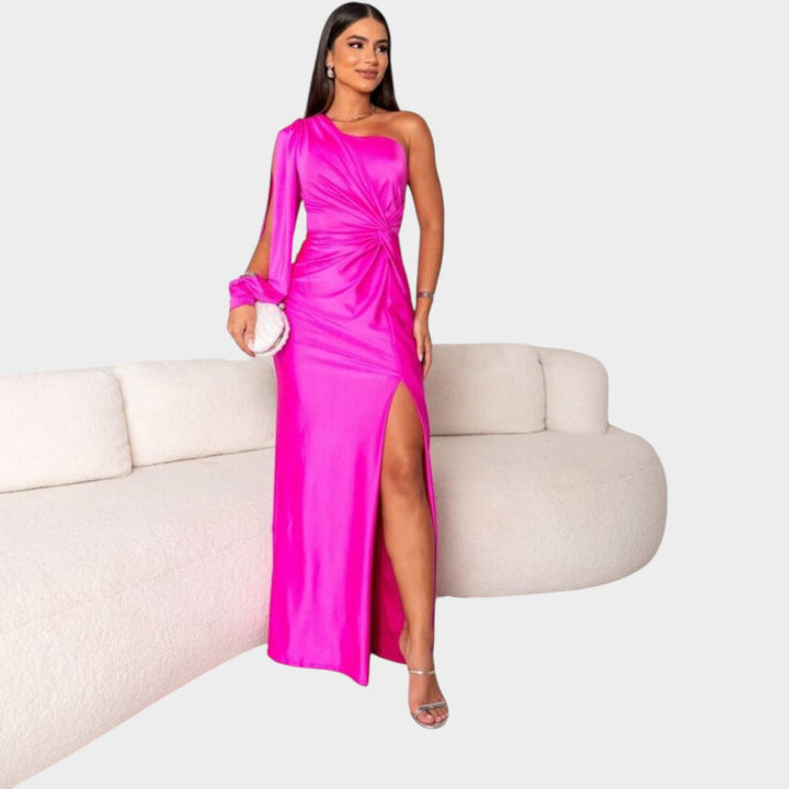 Formal Draped One Shoulder Maxi Dress