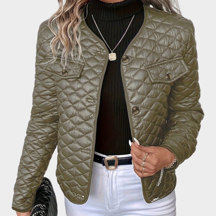 Women’s Quilted Jacket Casual Button Front Pocket