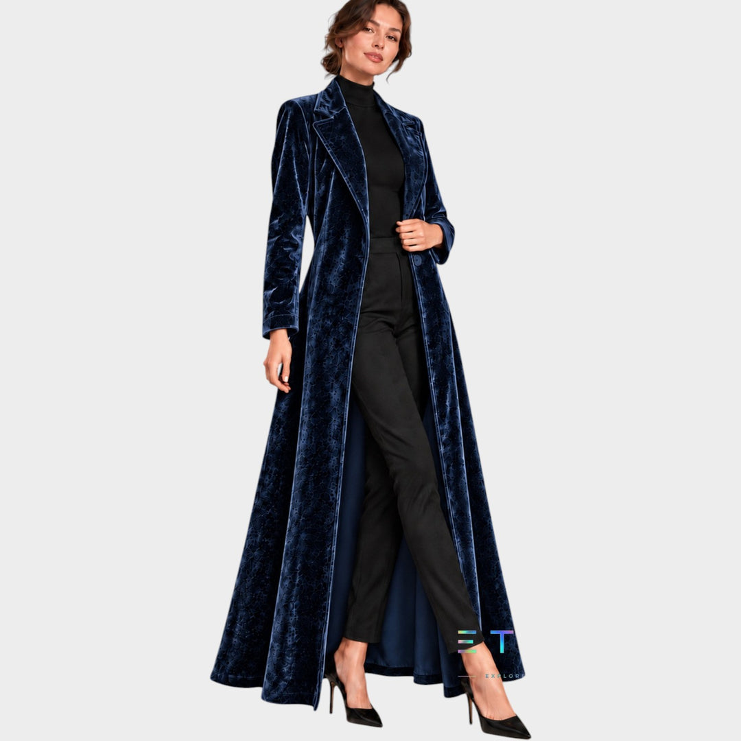 Women’s Velvet Coat Open Front Relaxed Silhouette