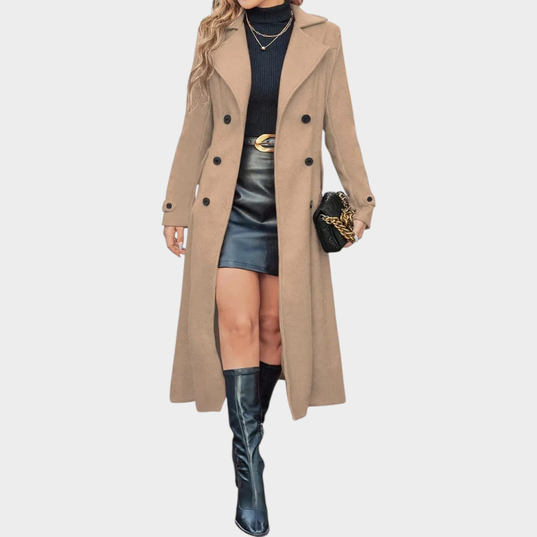 Women’s Double Breasted Coat Notched Lapel Collar