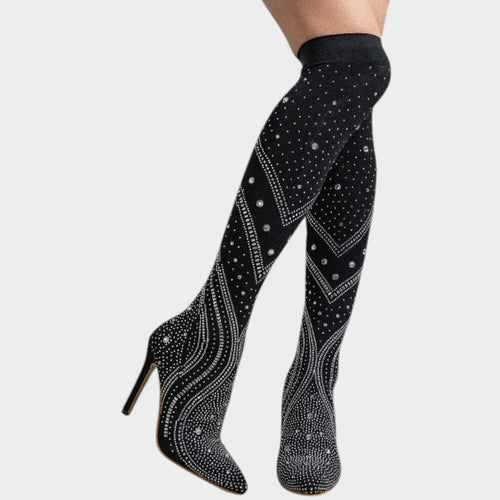 Women’s Over The Knee Boots Gem Embellished Pointed Toe